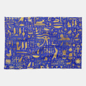 Ägyptische Hieroglyphen - Lapis Lazuli und Gold Geschirrtuch (Horizontal)