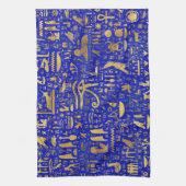 Ägyptische Hieroglyphen - Lapis Lazuli und Gold Geschirrtuch (Vertikal)