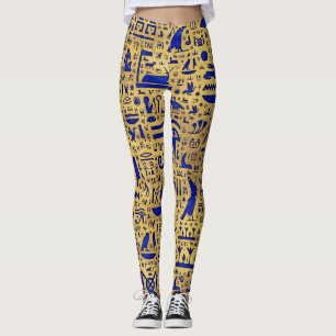 Ägyptische Hieroglyphen-Lapis-Lazuli und Gold Leggings