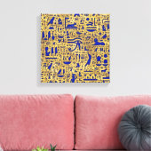 Ägyptische Hieroglyphen Lapis Lazuli und Gold Leinwanddruck (Insitu (Wohnzimmer))