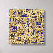 Ägyptische Hieroglyphen Lapis Lazuli und Gold Leinwanddruck (Vorderseite)
