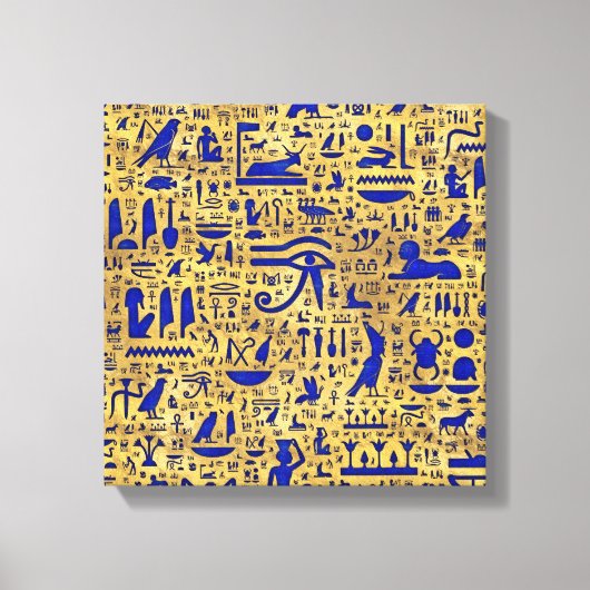 Ägyptische Hieroglyphen Lapis Lazuli und Gold Leinwanddruck (Vorderseite)