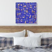 Ägyptische Hieroglyphen - Lapis Lazuli und Gold Leinwanddruck (Insitu (Schlafzimmer))