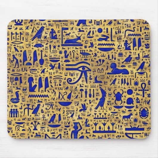 Ägyptische Hieroglyphen Lapis Lazuli und Gold Mousepad (Vorne)