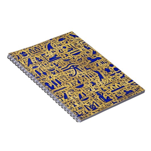 Ägyptische Hieroglyphen Lapis Lazuli und Gold Notizblock (Rechte Seite)