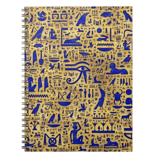 Ägyptische Hieroglyphen Lapis Lazuli und Gold Notizblock (Vorderseite)