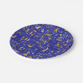 Ägyptische Hieroglyphen - Lapis Lazuli und Gold Pappteller (Schrägansicht)