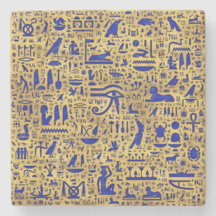 Ägyptische Hieroglyphen-Lapis-Lazuli und Gold Steinuntersetzer