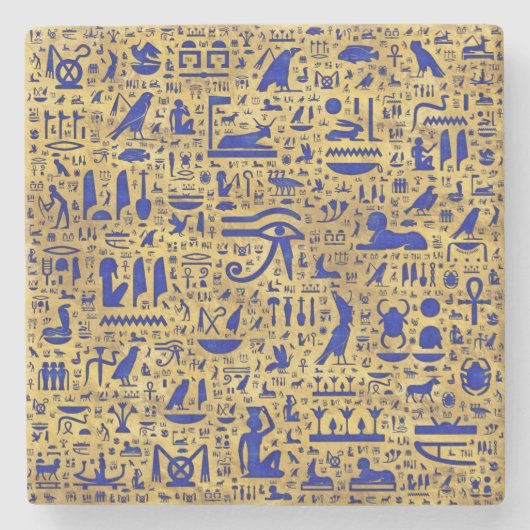 Ägyptische Hieroglyphen-Lapis-Lazuli und Gold Steinuntersetzer (Vorderseite)