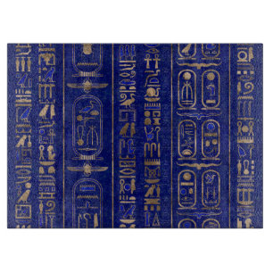 Ägyptische Hieroglyphen-Muster Gold Lapis Lazuli Schneidebrett