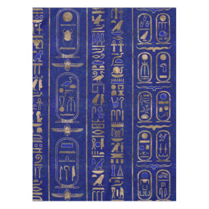 Ägyptische Hieroglyphen-Muster Gold Lapis Lazuli Tischdecke