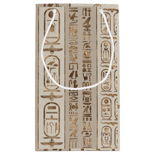 Ägyptische Hieroglyphen Pastell Gold Kleine Geschenktüte (Rückseite)