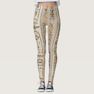 Ägyptische Hieroglyphen Pastell Gold Leggings