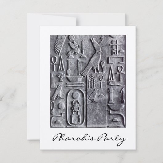 Ägyptische Hieroglyphen Pharoh-Party Einladung (Vorderseite)