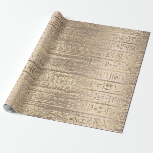 Ägyptische Hieroglyphen-Rose GoldGold-Holz Geschenkpapier (Ungerollt)