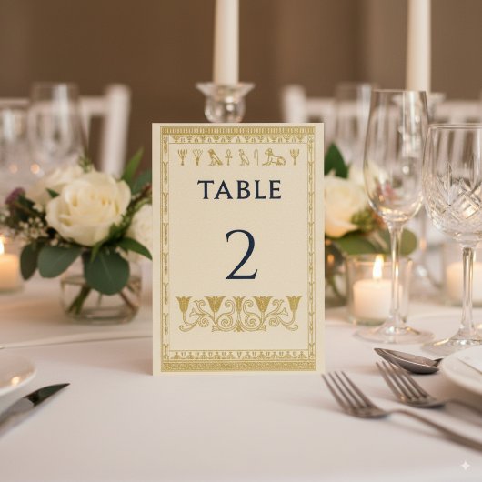 ägyptische Hieroglyphen und Blumengrenze - bearbei Tischnummer