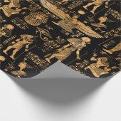 Ägyptische Hieroglyphen und Götter, Gold und Schwa Geschenkpapier (Ecke)