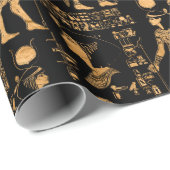 Ägyptische Hieroglyphen und Götter, Gold und Schwa Geschenkpapier (Rolleneckpunkt)