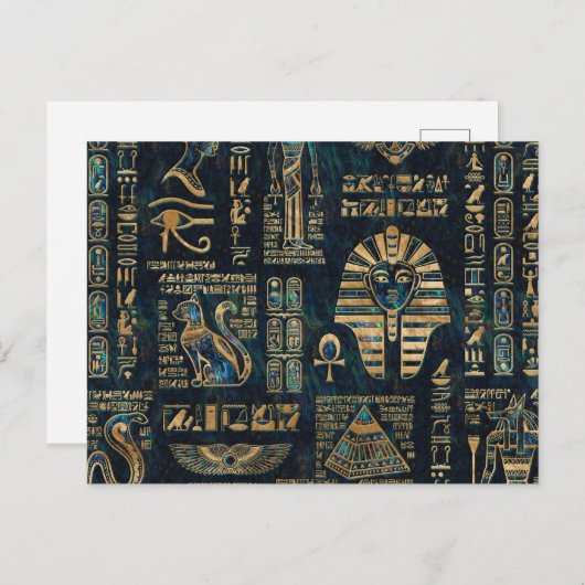 Ägyptische Hieroglyphen und Gottheiten - Alleinste Postkarte (Vorne/Hinten)