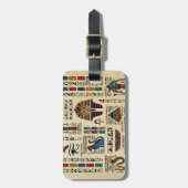 Ägyptische Hieroglyphen und Gottheiten auf Papyrus Gepäckanhänger (Vorderseite vertikal)