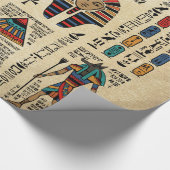 Ägyptische Hieroglyphen und Gottheiten auf Papyrus Geschenkpapier (Ecke)
