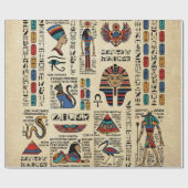 Ägyptische Hieroglyphen und Gottheiten auf Papyrus Geschenkpapier (Flach)