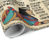 Ägyptische Hieroglyphen und Gottheiten auf Papyrus Geschenkpapier (Rolleneckpunkt)