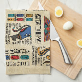 Ägyptische Hieroglyphen und Gottheiten auf Papyrus Geschirrtuch (Viertel Falte)