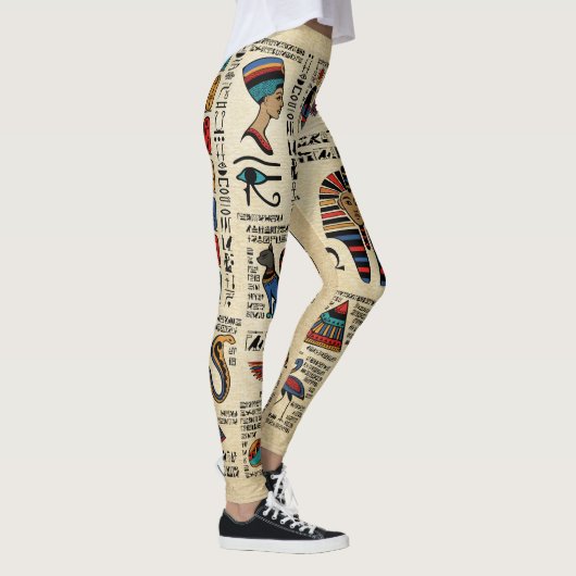 Ägyptische Hieroglyphen und Gottheiten auf Papyrus Leggings (Rechts)