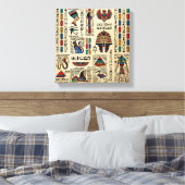 Ägyptische Hieroglyphen und Gottheiten auf Papyrus Leinwanddruck (Insitu (Schlafzimmer))