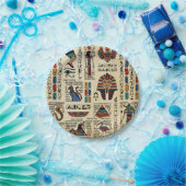 Ägyptische Hieroglyphen und Gottheiten auf Papyrus Pappteller (Party)