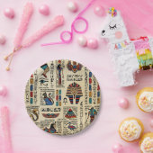 Ägyptische Hieroglyphen und Gottheiten auf Papyrus Pappteller (Party)