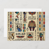 Ägyptische Hieroglyphen und Gottheiten auf Papyrus Postkarte (Vorne/Hinten)
