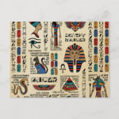 Ägyptische Hieroglyphen und Gottheiten auf Papyrus Postkarte (Vorderseite)