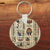 Ägyptische Hieroglyphen und Gottheiten auf Papyrus Schlüsselanhänger (Vorderseite)