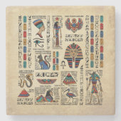 Ägyptische Hieroglyphen und Gottheiten auf Papyrus Steinuntersetzer (Vorderseite)
