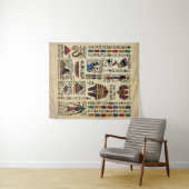 Ägyptische Hieroglyphen und Gottheiten auf Papyrus Wandteppich (Beispiel (Horizontal))