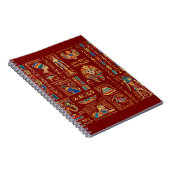 Ägyptische Hieroglyphen und Gottheiten auf rot Notizblock (Rechte Seite)