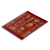 Ägyptische Hieroglyphen und Gottheiten auf rot Notizblock (Linke Seite)