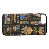 Ägyptische Hieroglyphen und Gottheiten auf schwarz Case-Mate iPhone Hülle (Rückseite (Horizontal))