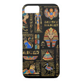 Ägyptische Hieroglyphen und Gottheiten auf schwarz Case-Mate iPhone Hülle (Rückseite)