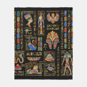 Ägyptische Hieroglyphen und Gottheiten auf schwarz Fleecedecke (Vorderseite)