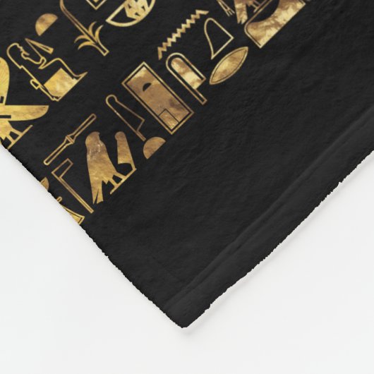 Ägyptische Hieroglyphen und Gottheiten auf schwarz Fleecedecke (Ecke)