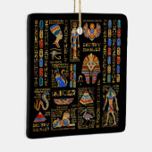 Ägyptische Hieroglyphen und Gottheiten auf schwarz Keramikornament (Rechts)