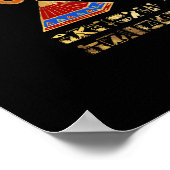 Ägyptische Hieroglyphen und Gottheiten auf schwarz Poster (Ecke)