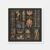 Ägyptische Hieroglyphen und Gottheiten auf schwarz Serviette (Vorderseite)