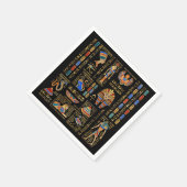 Ägyptische Hieroglyphen und Gottheiten auf schwarz Serviette (Ecke)
