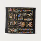 Ägyptische Hieroglyphen und Gottheiten auf schwarz Wandteppich (Vorderseite (Horizontal))