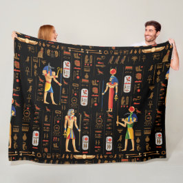 Ägyptische Hieroglyphen und Gottheiten aus Gold au Fleecedecke