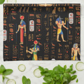 Ägyptische Hieroglyphen und Gottheiten aus Gold au Geschirrtuch (Gefaltet)